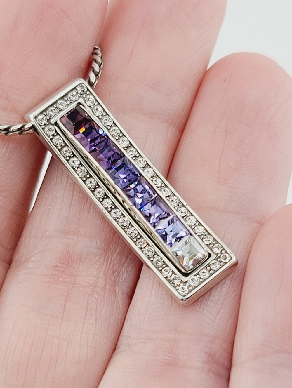 $72 Brighton "SPECTRUM NOBLE" Ombre Purple Swarovski Crystals Reversible Pendant - Picture 1 of 10